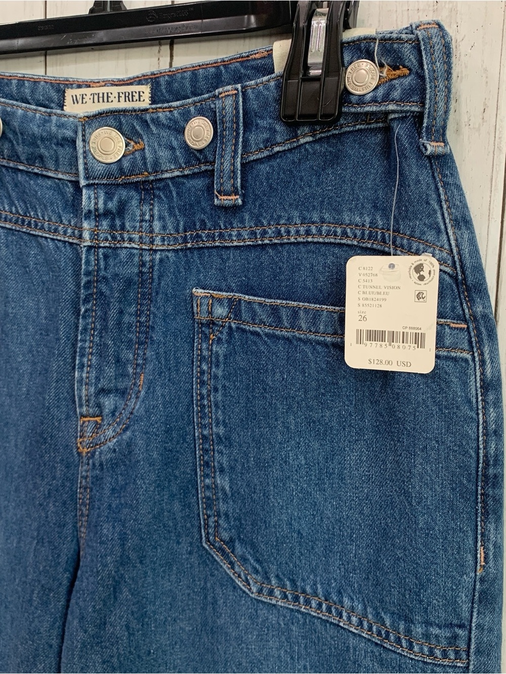 Free People We The Free Palmer 26  Cuffed Jeans Tunnel Vision Baggy Relaxed NWT - Picture 4 of 16